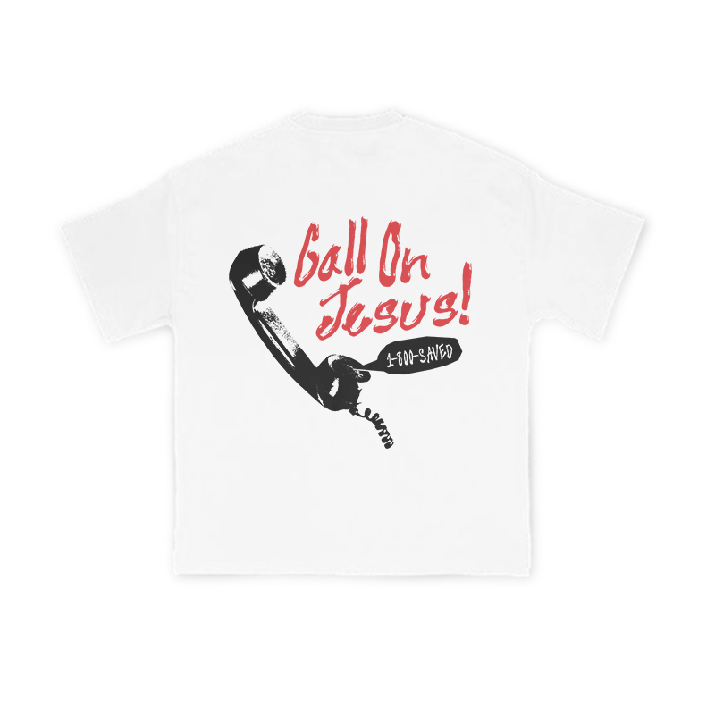 Call On Jesus 1-800-Saved Print T-shirt - White - US16-18(2XL) - image 1