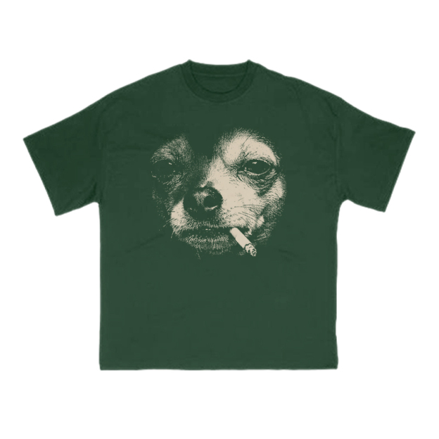 Smoking Dog Meme Print T-shirt - Green - US16-18(2XL) - image 9