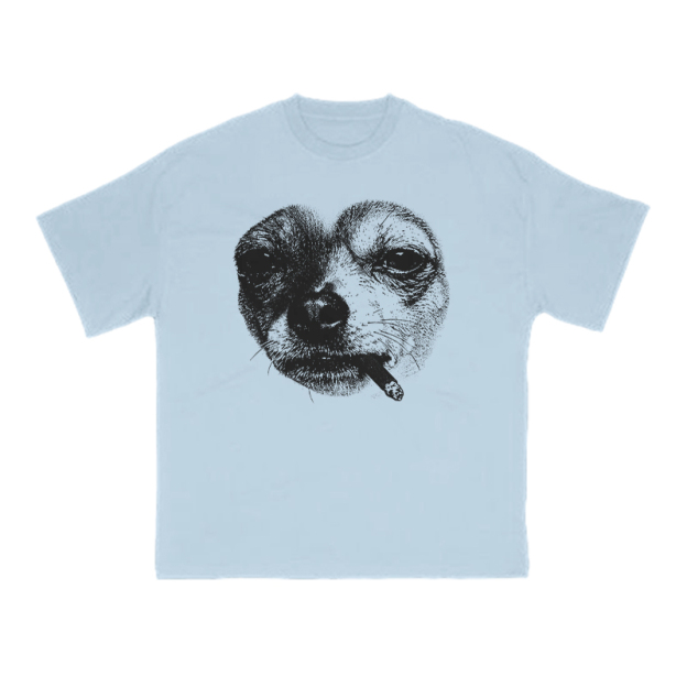 Smoking Dog Meme Print T-shirt - Light Blue - US16-18(2XL) - image 7