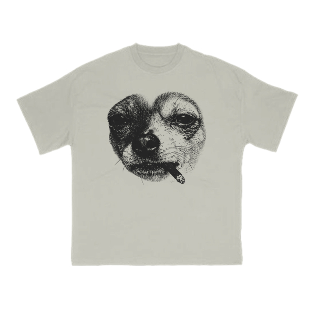 Smoking Dog Meme Print T-shirt - Warm Grey - US16-18(2XL) - image 4