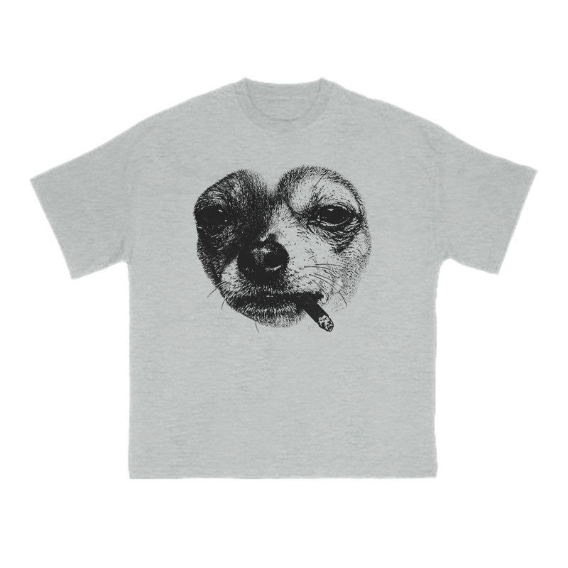 Smoking Dog Meme Print T-shirt - Grey - US16-18(2XL) - image 3