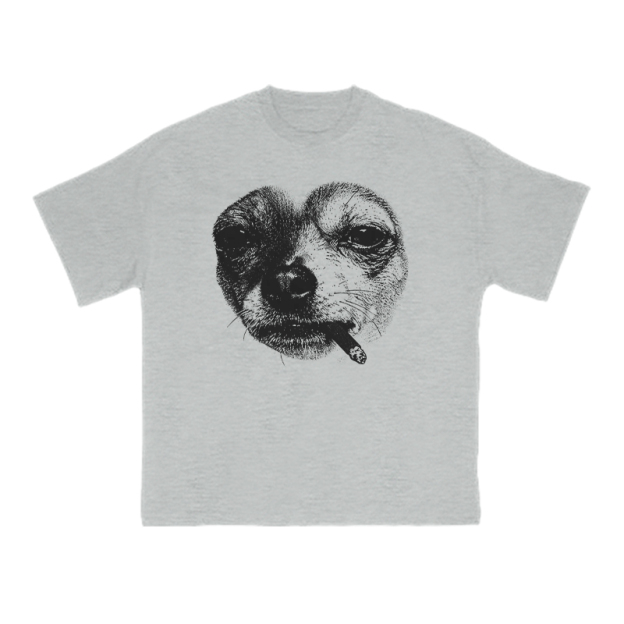 Smoking Dog Meme Print T-shirt - Grey - US16-18(2XL) - image 3