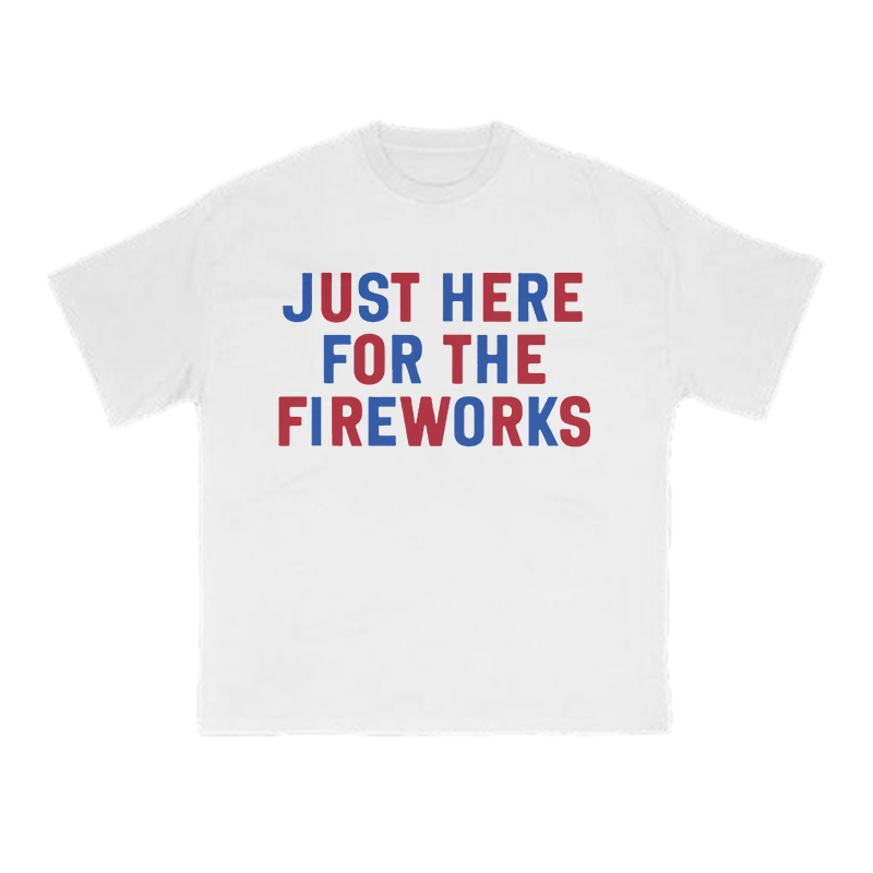 Just Here For The Fireworks Print T-shirt - White - US16-18(2XL) - image 2