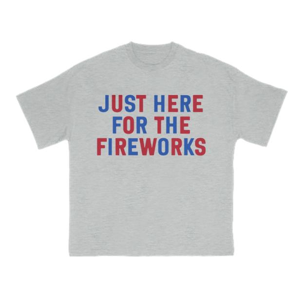 Just Here For The Fireworks Print T-shirt - Grey - US16-18(2XL) - image 4