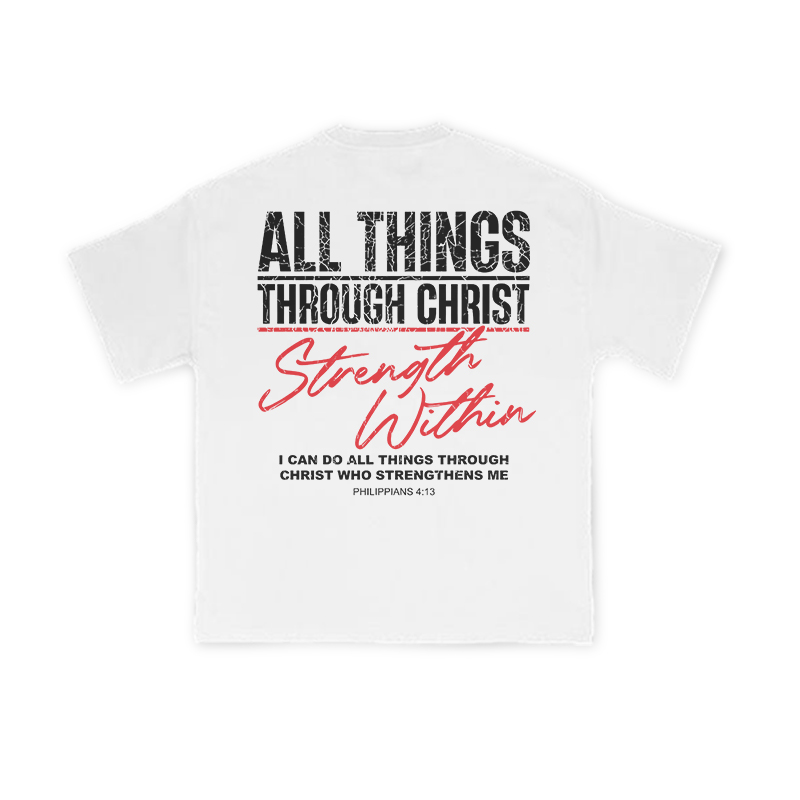 All Things Through Christ Print T-shirt - White - US16-18(2XL) - image 3