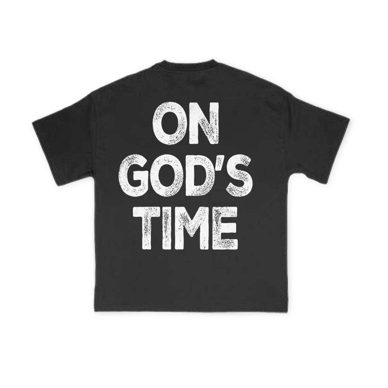 On God's Time Print T-shirt - Black - US16-18(2XL) - image 1