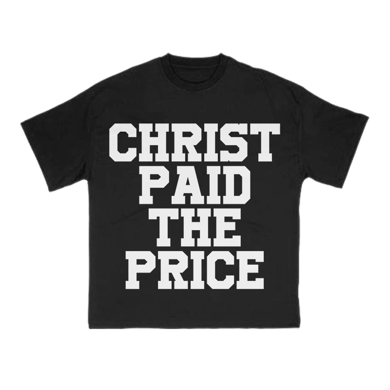 Christ Paid The Price Print T-shirt - Black - US16-18(2XL) - image 3