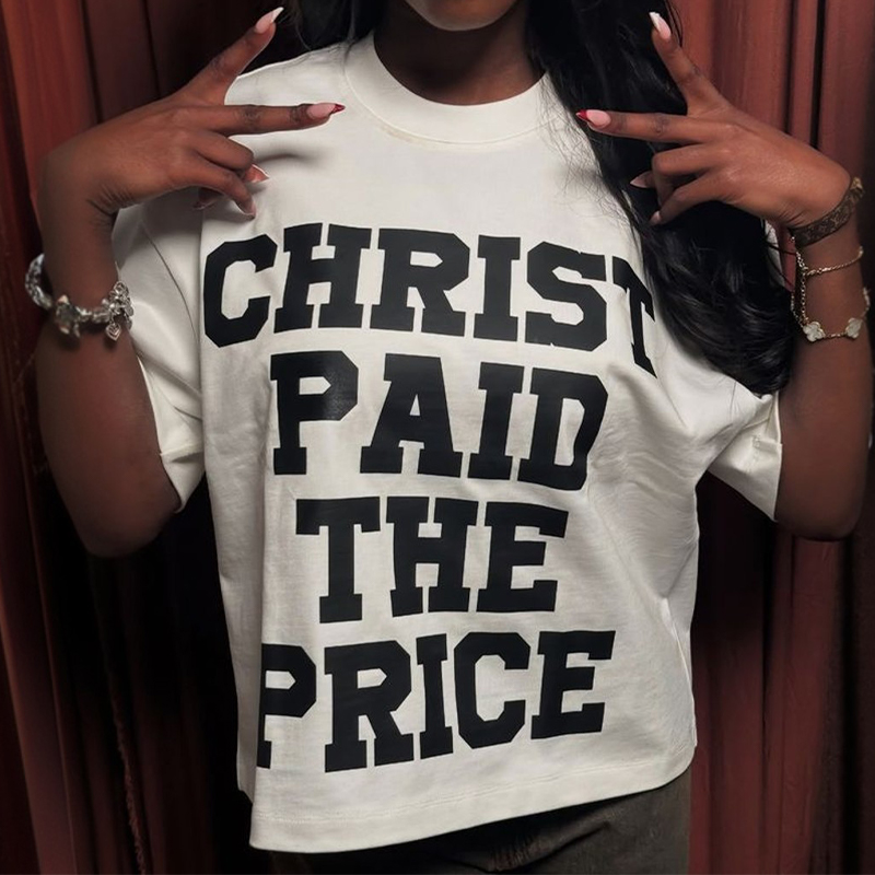 Christ Paid The Price Print T-shirt - White - US16-18(2XL) - image 2