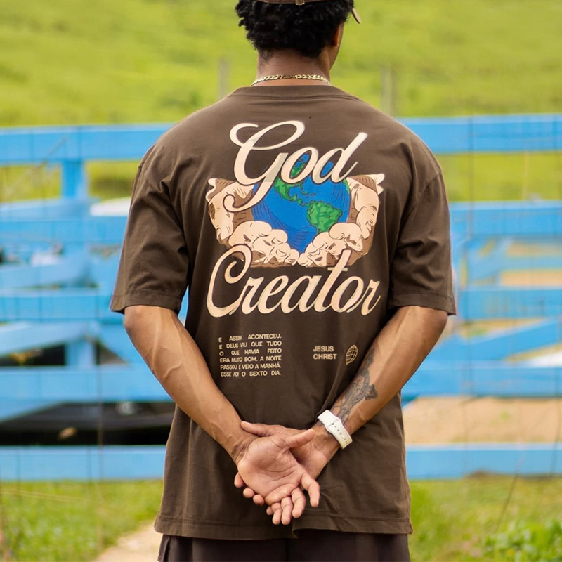God Creator Print T-shirt - Coffee - US16-18(2XL) - image 2