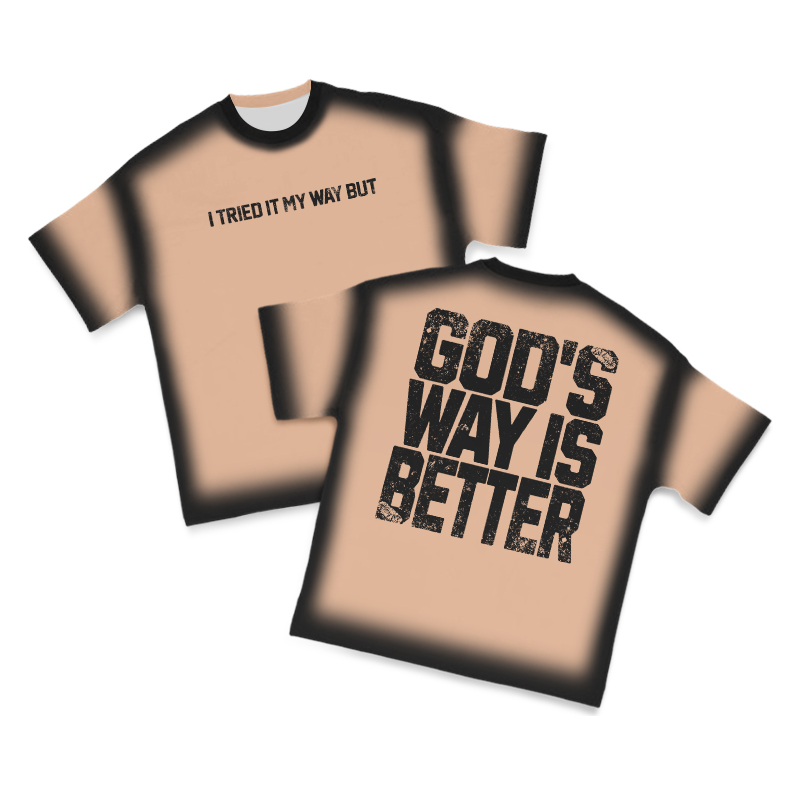 God's Way Is Better Creative Contrast Color Print T-shirt - Brown - 8XL - image 2