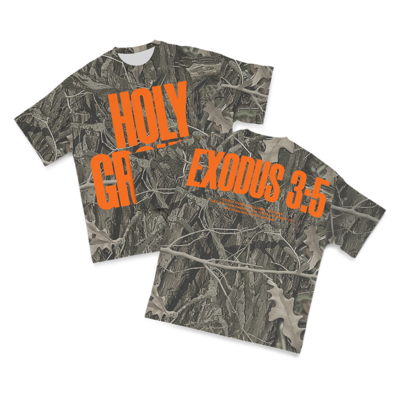 Holy Ground Exodus 3:5 Ealtree Camo Print T-shirt - Green - 8XL - image 1