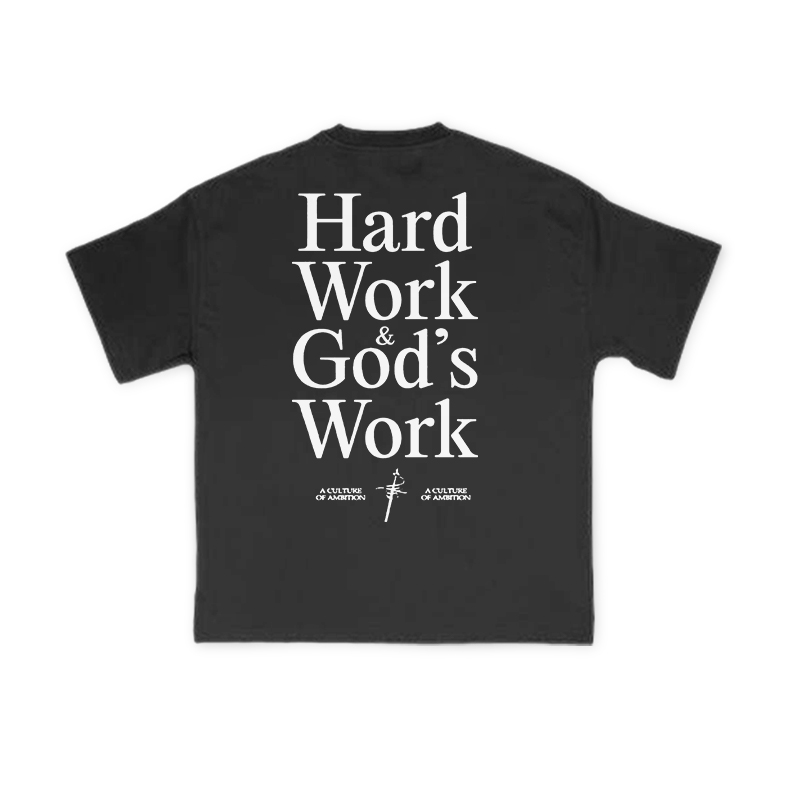 Hard Work & God’s Work Print T-shirt - Black - US16-18(2XL) - image 1