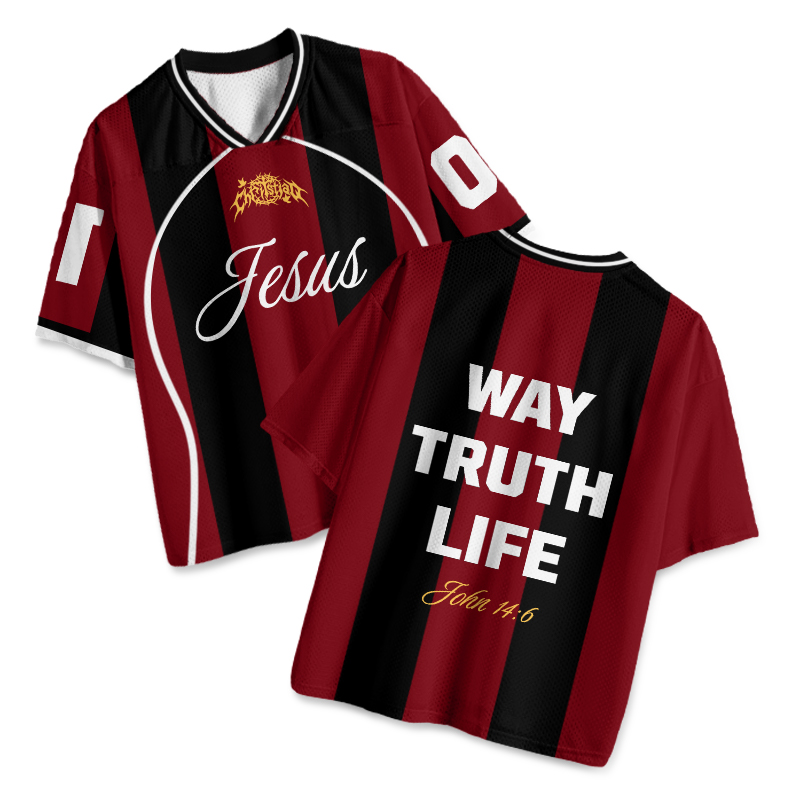 Way Truth Life Print Mesh Jersey - Wine - 4XL - image 1