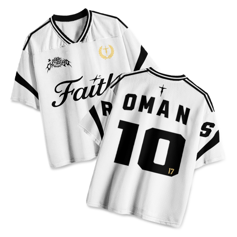 Roman 10:17 Faith Print Mesh Jersey - White - 4XL - image 1