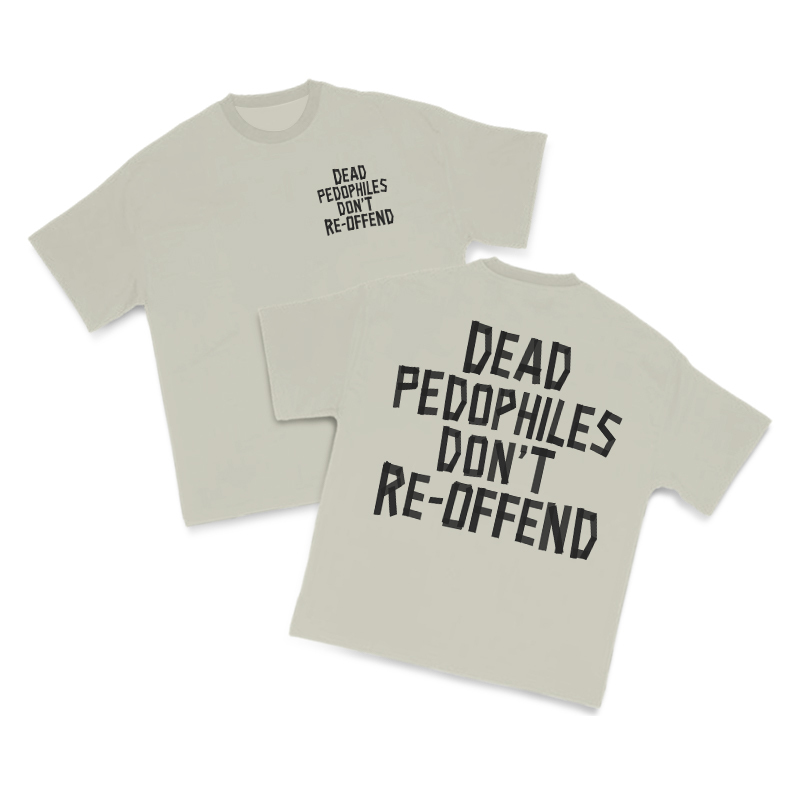Tape Type Dead Pedophiles Don't Re-Offend Print T-Shirt - Warm Grey - US16-18(2XL) - image 4