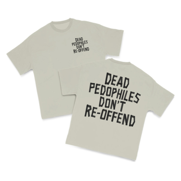 Tape Type Dead Pedophiles Don't Re-Offend Print T-Shirt - Warm Grey - US16-18(2XL) - image 4