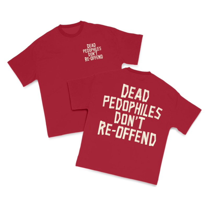 Tape Type Dead Pedophiles Don't Re-Offend Print T-Shirt - Red - US16-18(2XL) - image 10