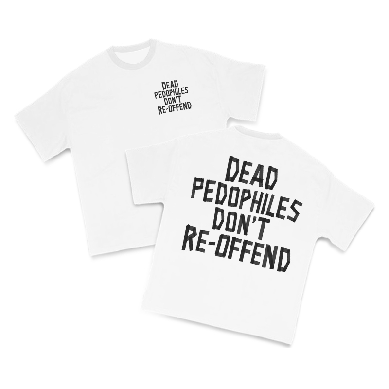 Tape Type Dead Pedophiles Don't Re-Offend Print T-Shirt - White - US16-18(2XL) - image 2