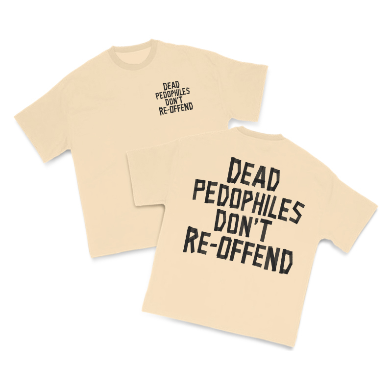 Tape Type Dead Pedophiles Don't Re-Offend Print T-Shirt - Apricot - US16-18(2XL) - image 5
