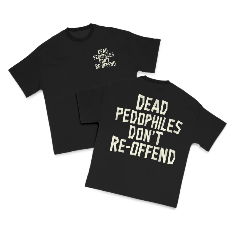 Tape Type Dead Pedophiles Don't Re-Offend Print T-Shirt - Black - US16-18(2XL) - image 1