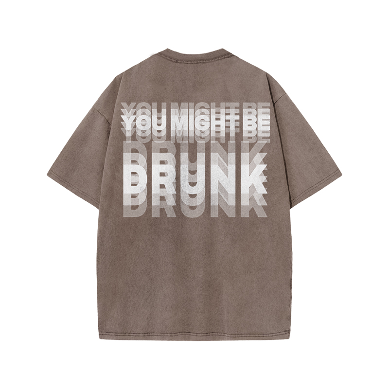 You Might Be Drunk Glitch Effect Print Acid Washed T-shirt - Coffee - US20-22(3XL) - image 4