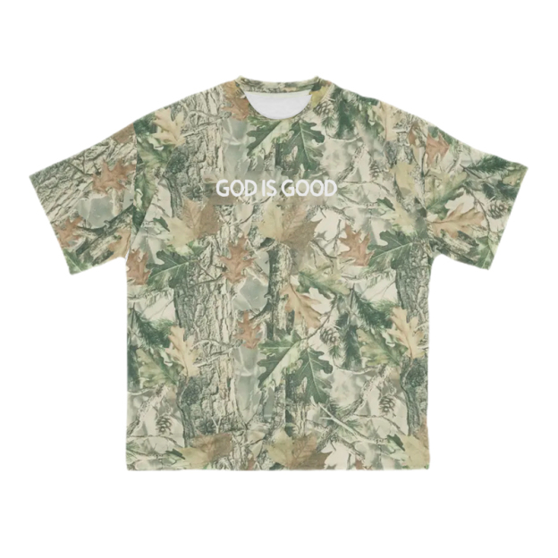 GOD IS GOOD Camo Print Cotton T-shirt - Green - US28-30(4XL) - image 3
