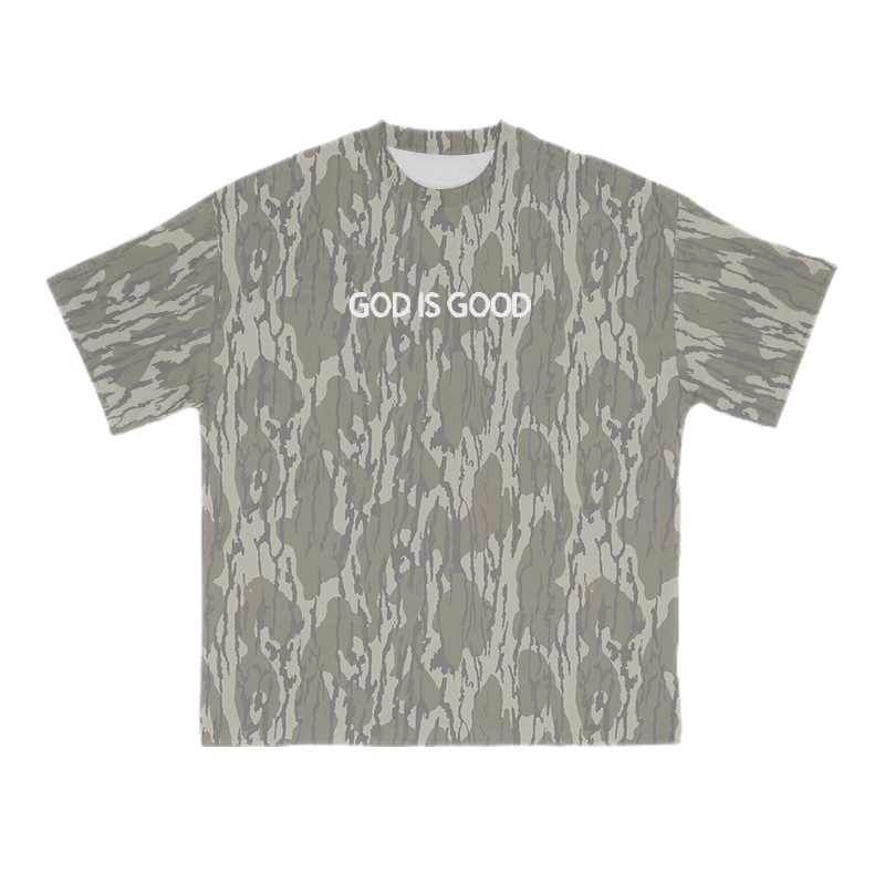 God Is Good Camo Print T-shirt - Army Green - 8XL - image 1