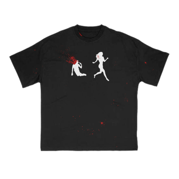 “Run Away”Girl Graphic Print T-shirt - Black - 8XL - image 2