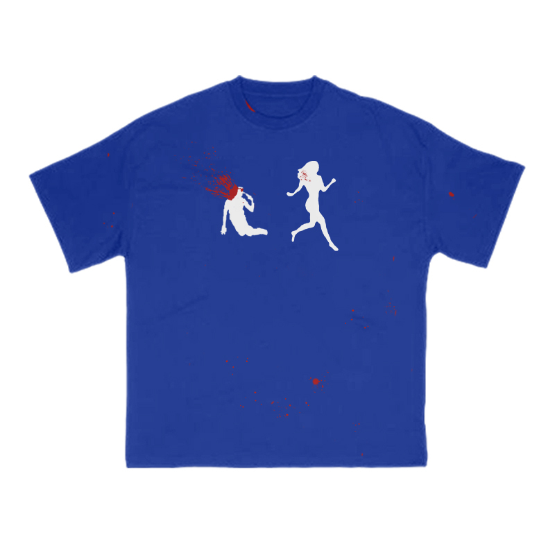 “Run Away”Girl Graphic Print T-shirt - Dark Blue - 8XL - image 3