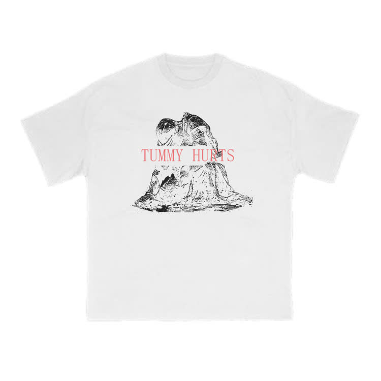 Tummy Hurts Print T-shirt - White - US16-18(2XL) - image 2