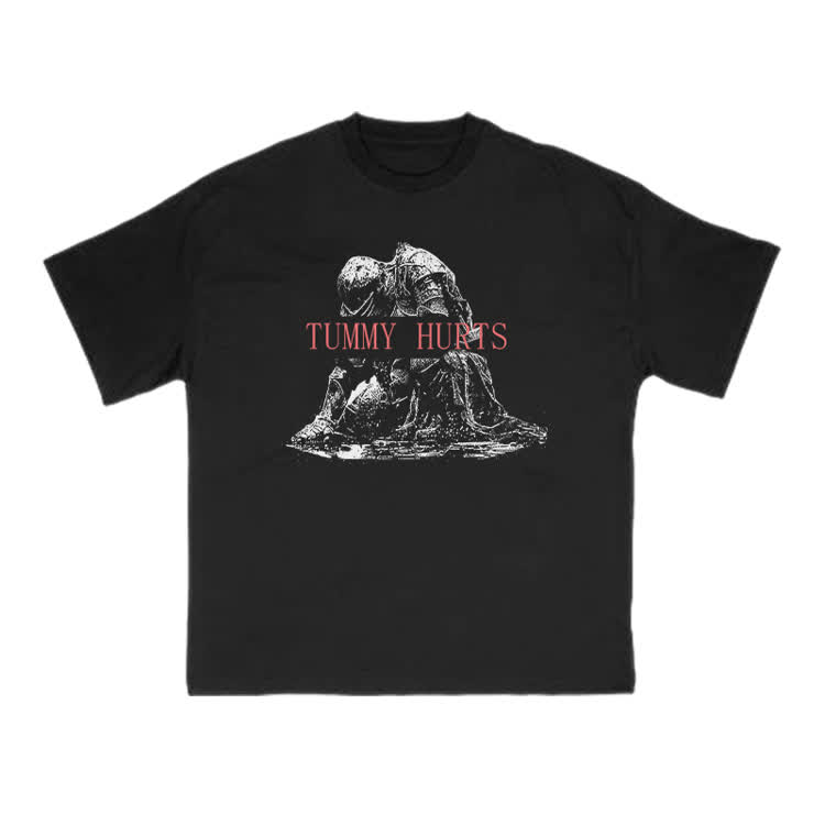 Tummy Hurts Print T-shirt - Black - US16-18(2XL) - image 1