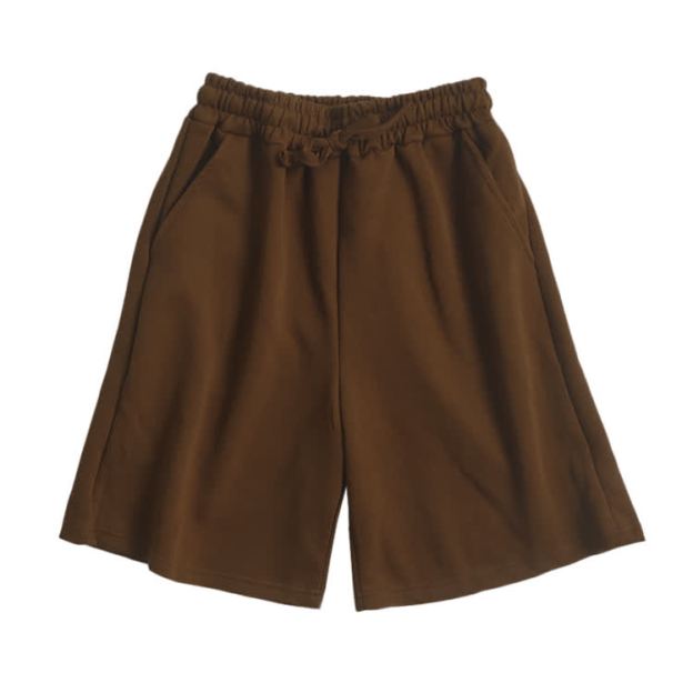Cotton Solid Color Drawstring Pocket Shorts - image 8