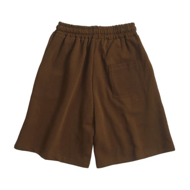 Cotton Solid Color Drawstring Pocket Shorts - Coffee - 3XL - image 7
