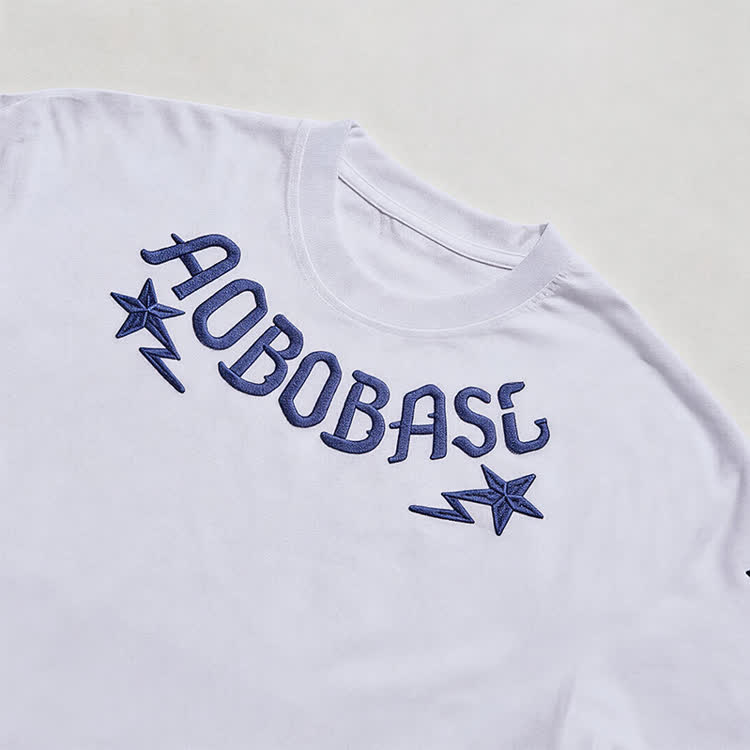 Letter Star and Lightning Embroidered T-Shirt - image 6
