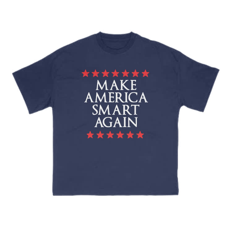 Make America Smart Again Print T-shirt - Navy Blue - US16-18(2XL) - image 12