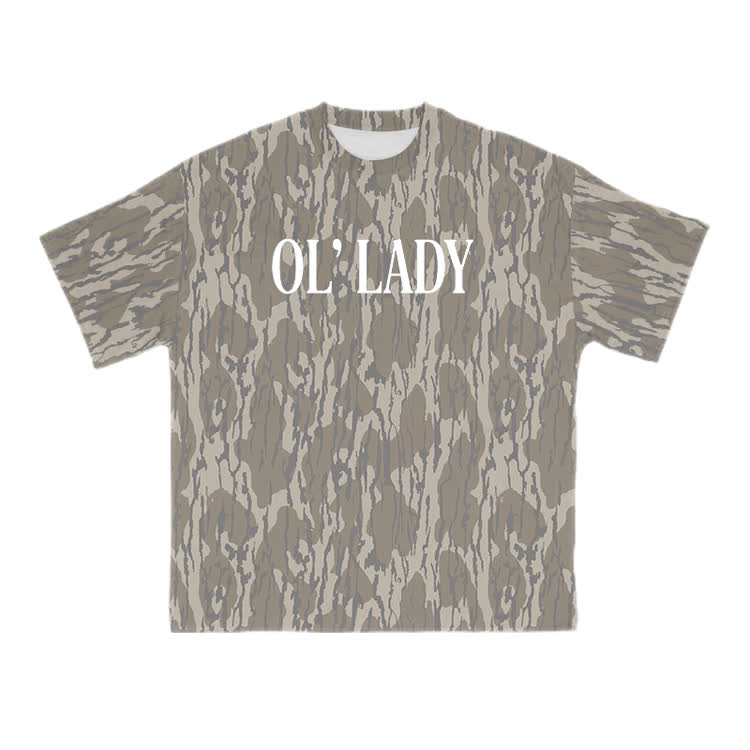 Ol' Lady Camo Print T-shirt - Khaki - 8XL - image 1