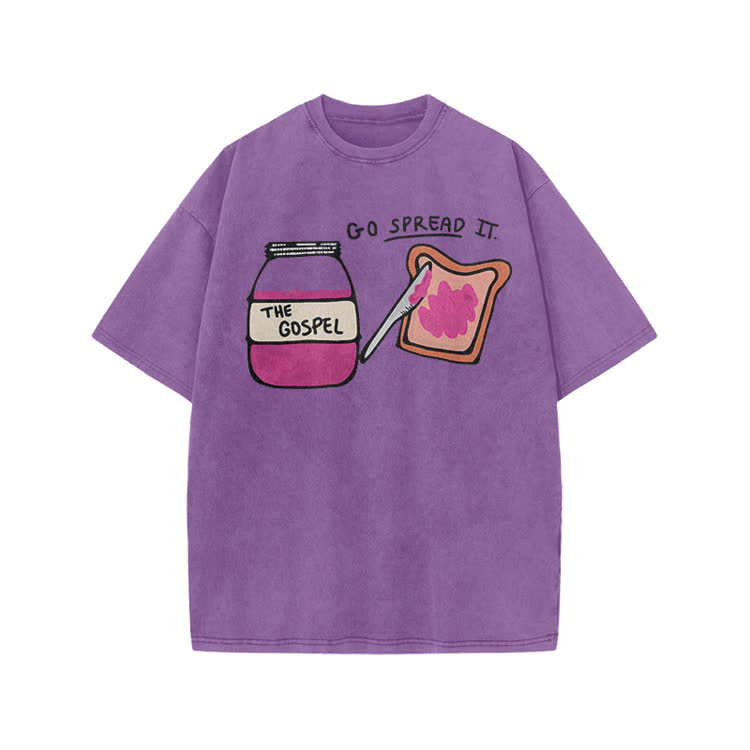 The Gospel Jam Go Spread It Print Acid Washed T-shirt - Purple - US20-22(3XL) - image 1