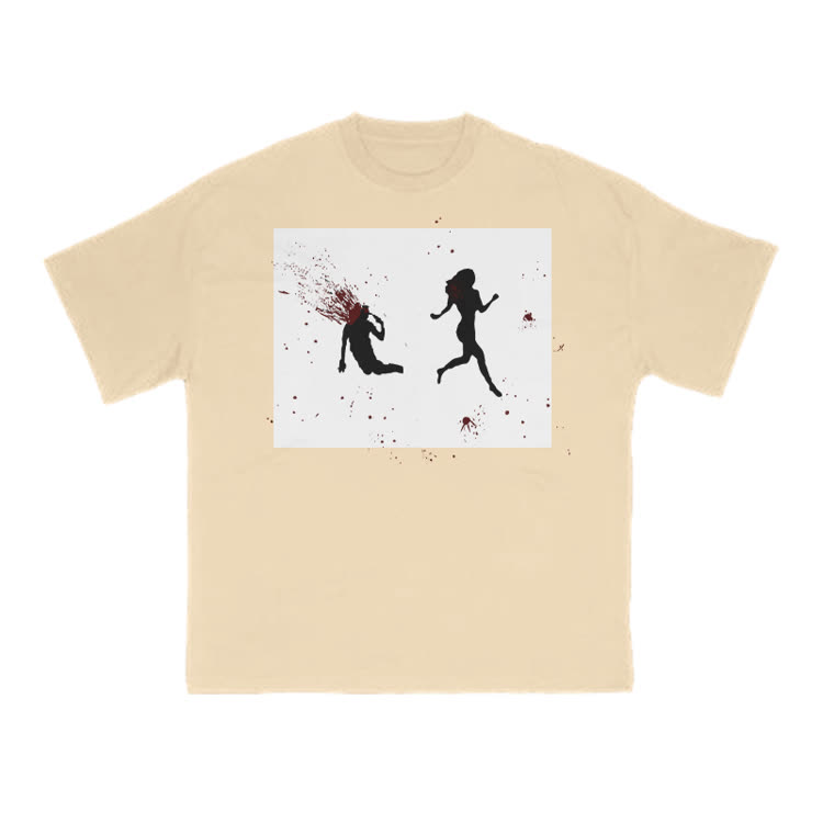 “Run Away”Girl Graphic Cotton Print T-shirt - Apricot - US16-18(2XL) - image 14