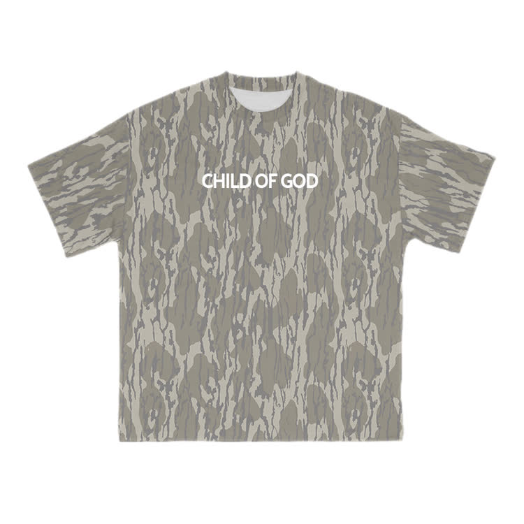 Child Of God Camo Print T-shirt - Army Green - 8XL - image 1