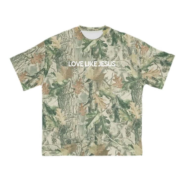 Love Like Jesus Camo Print T-shirt - Green - 8XL - image 2