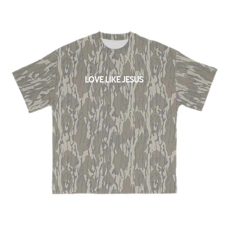 Love Like Jesus Camo Print T-shirt - Army Green - 8XL - image 1