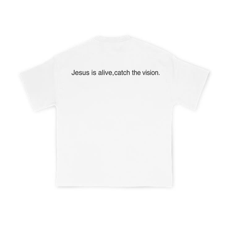 Jesus Is Alive, Catch The Vision Print T-shirt - White - US16-18(2XL) - image 1
