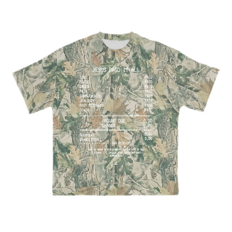 Jesus Paid It All Camo Print T-shirt - Green - 8XL - image 2