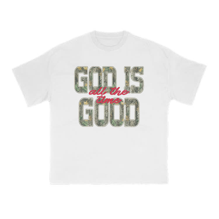 God Is Good Camo All The Time Print T-shirt - White - US16-18(2XL) - image 2