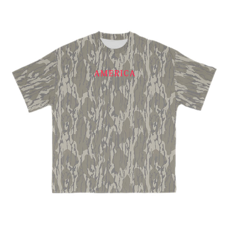 AMERICA Camo Print T-shirt - Army Green - 8XL - image 1