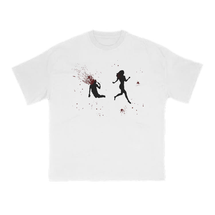 “Run Away”Girl Graphic Cotton Print T-shirt - White - US16-18(2XL) - image 2