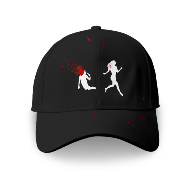 “Run Away”Girl Graphic Print Cap - Black - one size - image 2