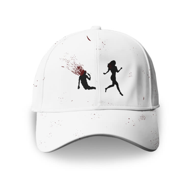 “Run Away”Girl Graphic Print Cap - White - one size - image 1