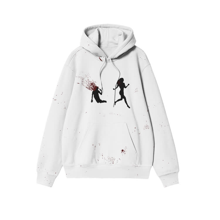 “Run Away”Girl Graphic Print causal hoodie - White - US44-46(8XL) - image 1