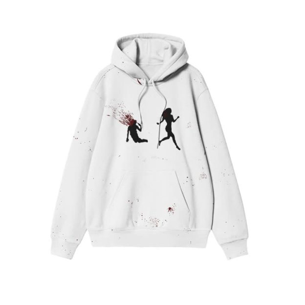 “Run Away”Girl Graphic Print causal hoodie - White - US44-46(8XL) - image 1
